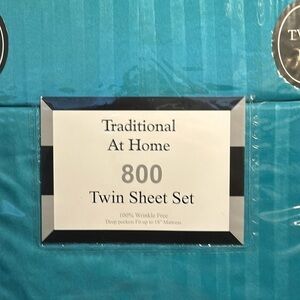 Traditional At Home 4pc Twin Sheet Set Pistachio Green Stripes embossed